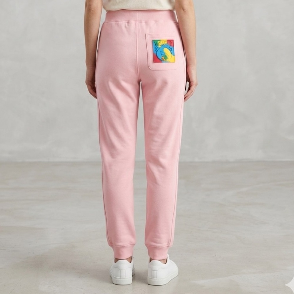 Moschino Pink Track Joggers with Colorblock Back Patch